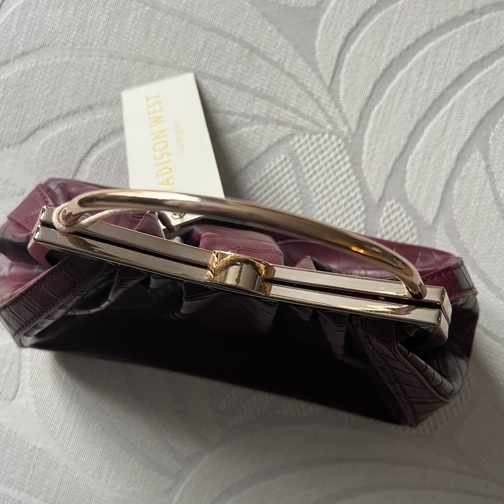 NWT Burgundy Crocodile-Embossed Bag - Picture 4 of 5